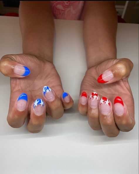 July Nail Inspiration, Cute Summer Nails 4th Of July, Nail Inspiration 4th Of July, 4th Of July Nails Aesthetic, 4th Of July Nails Almond, 4tg Of July Nails, 4 Th Of July Nails, Fourth Nails, 4 Of July Nails