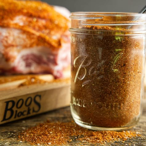 The perfect dry rub for any cut of pork, especially a smoked pork butt. This pork butt rub will take your pulled pork to the next level. It has a hint of spice that pairs perfectly with the smokiness from your Traeger. It has a balanced sweetness from the maple sugar. You can easily replace the maple sugar with granulated or brown sugar. Use it on anything from pork butt or pork shoulder to pork chops or ribs. It is a versatile seasoning that goes well on most cuts! Smoked Pork Shoulder Rub, Pork Shoulder Rub, Rib Rubs, Pulled Pork Seasoning, Smoked Pulled Pork Recipe, Smoked Pork Shoulder, Pork Seasoning, Meat Processing, Dry Rub Recipes