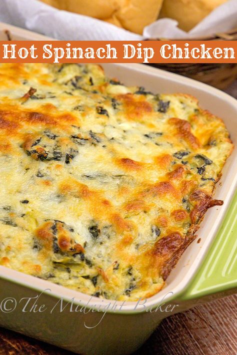 Spinach Dip Chicken Casserole, Spinish Artichoke Dip Recipes Crockpot, Chicken And Spinach Dip, Spinach Dip Casserole, Chicken Spinach Dip Recipes, Spinach Dip Pasta Salad, Spinach Chicken Dip, Spinach Dip With Chicken, Spinach Dip Chicken Bake