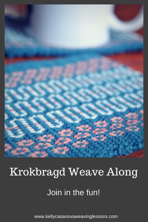 Krokbragd Mug Rug Weave Along! Weaving Mug Rugs Patterns, Krokbragd Inkle Weaving Patterns, Krokbragd Weaving, Krokbragd Weaving Draft, Weave Structures, Inkle Weaving Patterns, Clasped Weft Weaving, Rigid Heddle Weaving Projects, Handweaving.net Weaving Draft