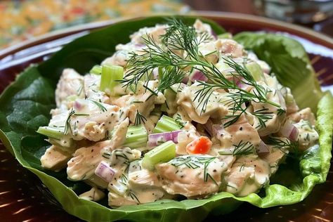 Fresh Dill Chicken Salad Recipe Inspiration Chicken And Dill Recipes, Dill Chicken Salad Recipe, Chicken Salad With Dill Recipe, Recipes With Fresh Dill, Chicken Salad Dill, Fresh Dill Recipes, Chicken Salad Recipe Healthy, Dill Chicken Salad, Lemon Dill Chicken