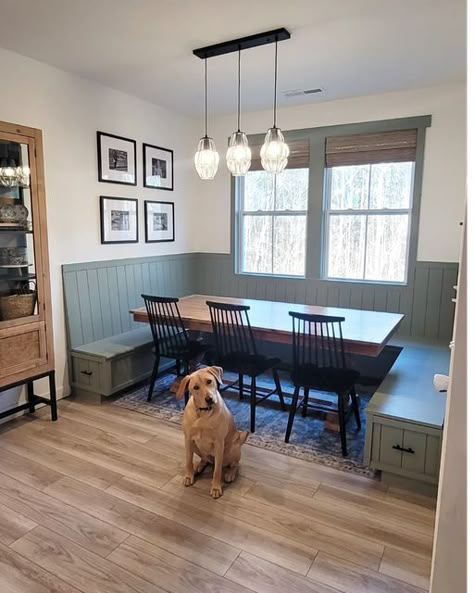 Built In Bench On Porch, Dining Room Bench Seating Built Ins Window, Kitchen Bench Built In, Bench In Breakfast Nook, Kitchen Benches Seating Under Window, Breakfast Nook Against Wall, Breakfast Nook Over Baseboard Heater, Dining Room Built In Bench Under Window, Built In Benches Dining Room