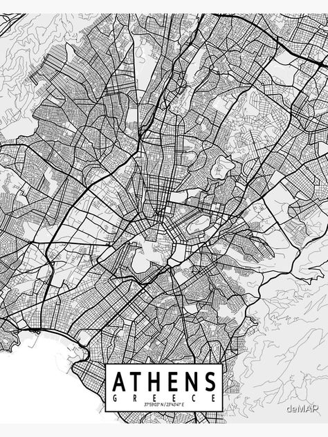 "Athens City Map of Attica, Greece - Light" Poster by deMAP | Redbubble Athens Greece Map, Athens Map, Project Mayhem, Urban Mapping, Attica Greece, Blueprint Drawing, Greece Map, Abstracted Art, Memories Book