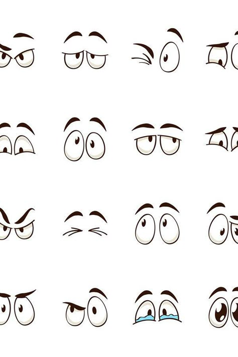 Download Cartoon eyes. Comic character eye expressions smiling, cryin (1006668) today! We have a huge range of Icons products available. Commercial License Included.#Facegraphic #Facegraphicdesign #Facegraphicdesigncartoon #Inkblot  #Inkblotcartoon #Inkblotcartoonstyle Cartoon Face Features, Cartoon Eye Expressions, Cartoon Eyes Expressions, Eyes Illustration Cartoon, Eyes Expression Reference, Doodle Faces Expressions, Cartoon Eye Styles, Eye Expressions Drawing, Smilies Emoji