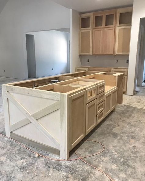 Kitchen Island Using Stock Cabinets, Large Kitchen Island Designs, Large Kitchen Ideas, Build Kitchen Island, Minwax Stain Colors, Diy Kitchen Cabinets Painting, Kitchen Island With Sink, Kitchen Island Cabinets, Diy Home Interior