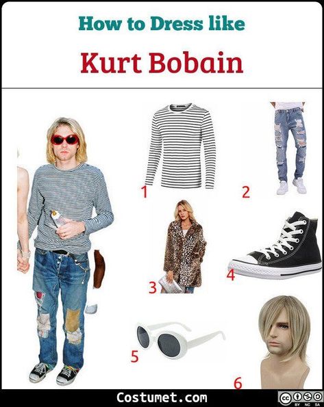 Kurt Cobain  Costume Courtney Love And Kurt Cobain Costume, Kurt Cobain And Courtney Love Costume, Kurt Cobain Halloween Costume, Rock Costume Ideas, Kurt Cobain Outfit Ideas, Courtney Love Costume, Kurt Cobain Costume, Kurt Cobain Courtney Love, 90s Inspired Halloween Costumes