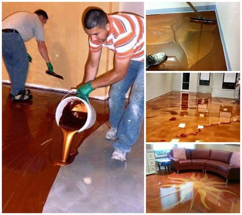 Metallic epoxy floor coatings are a hot new trend that is slowly finding its way into the home as a very high tech and exotic looking garage flooring option.  These coatings create a glossy and deep looking floor with a variety of different colors and visual effects.  Some even create … Garage Flooring Options, Epoxy 3d, Garage Boden, Metallic Epoxy Floor, Kabinet Dapur, Living Room Floor, Diy Epoxy, Best Flooring, Basement Flooring