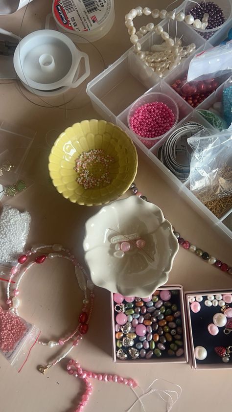 Necklace Making Aesthetic, Jewellery Making Aesthetic, Jewelry Making Aesthetic, Making Aesthetic, Favorite Activity, Hobbies To Try, Cute Tumblr Pictures, Bead Charms Diy, Grafic Design