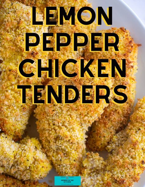 Lemon Pepper Chicken Tenders. Delicious lemon pepper chicken tenders coated in crisp panko breadcrumbs and oven-baked or air-fried. Full of flavor, tender and juicy chicken pieces, and great with a dipping sauce. Crispy Lemon Pepper Chicken, Lemon Pepper Chicken Tenders, Oven Baked Fries, Baked Chicken Tenders, Lemon Pepper Seasoning, Chicken Pieces, Easy Chicken Dinner Recipes, Lemon Pepper Chicken, Pepper Chicken