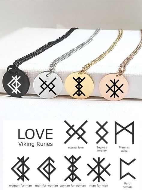 Unisex Minimalist Personalized viking runes necklace. This coin necklace is made of stainless steel, and can be engraved on the front with a viking rune of your choice and messages, dates, names or symbols on the back. 

These necklaces make a great gift for her and him as birthday gift, we have seen that matching sets are very popular as anniversary gifts. Jewelry For Boyfriend, Valentines Gift For Men, Valentines Gifts For Men, Viking Princess, Love Symbol Tattoos, Unique Gifts For Sister, Viking Symbol, Couples Necklace, Pretty Engagement Rings