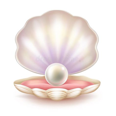 Precious pearl in opened shell realistic vector. Perfect pearl lying on soft tissue of shelled mollusk realistic vector illustration isolated on white background royalty free illustration Tinkerbell Party Theme, Pink Cake Toppers, Little Mermaid Cakes, Shark Themed Birthday Party, Mermaid Birthday Party Decorations, Mermaid Cake Topper, Birthday Cake Topper Printable, Mermaid Under The Sea, Mermaid Theme Birthday