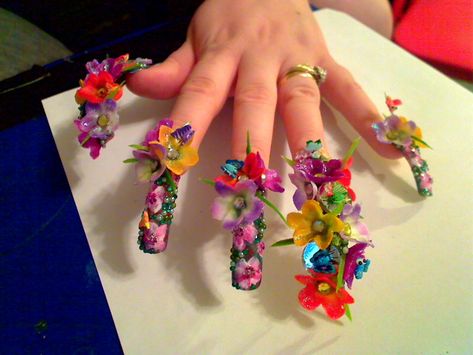 over the top Girls Nail Designs, Crazy Nail Designs, Crazy Nail Art, New Nail Art Design, Manicure Gel, Pretty Nail Designs, Crazy Nails, New Nail Art, Lisa Frank