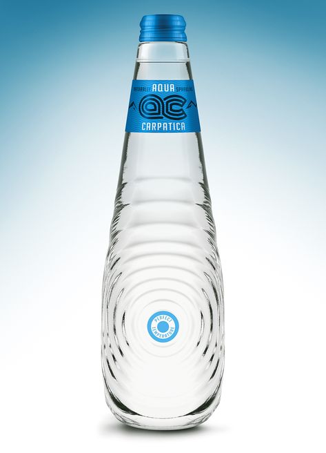 Aqua Carpatica on Packaging of the World - Creative Package Design Gallery Mineral Water Brands, Modern Packaging Design, Sparkling Mineral Water, Mineral Water Bottle, Water Packaging, Bottle Design Packaging, Modern Packaging, Water Branding, Glass Packaging