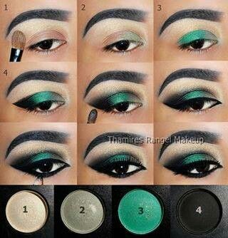 Green Black Eyeshadow Selena Halloween, Halloweenský Makeup, Make Up Designs, Natural Smokey Eye, Green Smokey Eye, Mekap Mata, Smink Inspiration, Eye Makeup Steps, Makijaż Smokey Eye