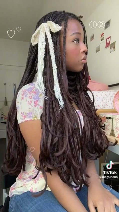 Y2k Hairstyles, Cute Box Braids Hairstyles, Protective Hairstyles Braids, Curly Hair Styles Easy, Pretty Braided Hairstyles, Box Braids Hairstyles, Hair Inspo Color, Black Girls Hairstyles, Aesthetic Hair