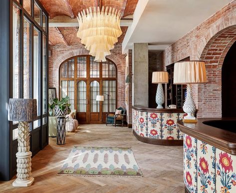 Bespoke Tiles by Huguet Mallorca seen at Soho House Barcelona, Barcelona | Wescover Barcelona House, Soho House Barcelona, Marble Bar Top, Interior Design Hospitality, Little Beach House, Angel Oak, House Foundation, Barcelona Hotels, House Bedrooms