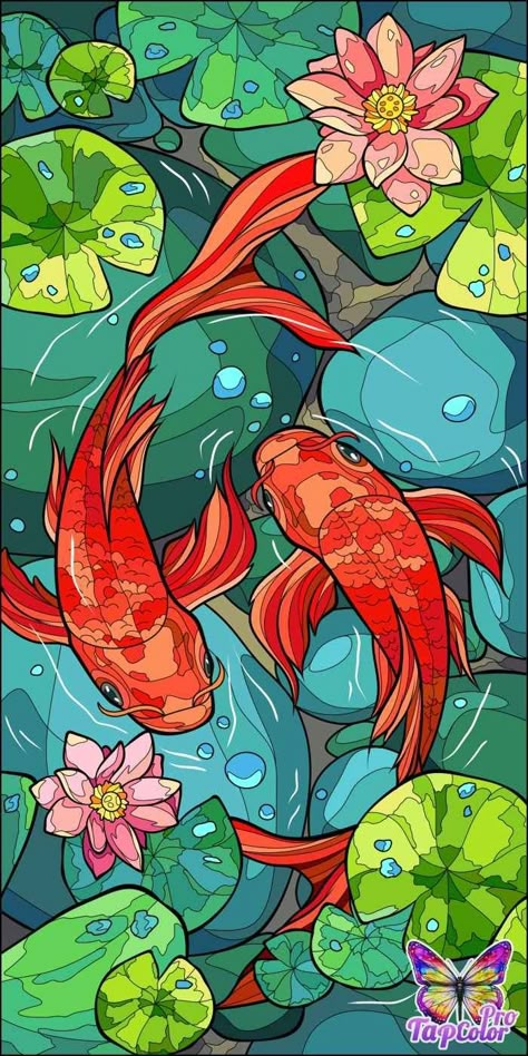 Japanese Cartoon Art Anime Style, Digital Art Poster Illustrations, Koi Fish Painting Watercolors, Pop Art Japanese, Koi Illustration, Koi Fish Illustration, Karp Koi, Koi Fish Drawing, Creativity Inspiration