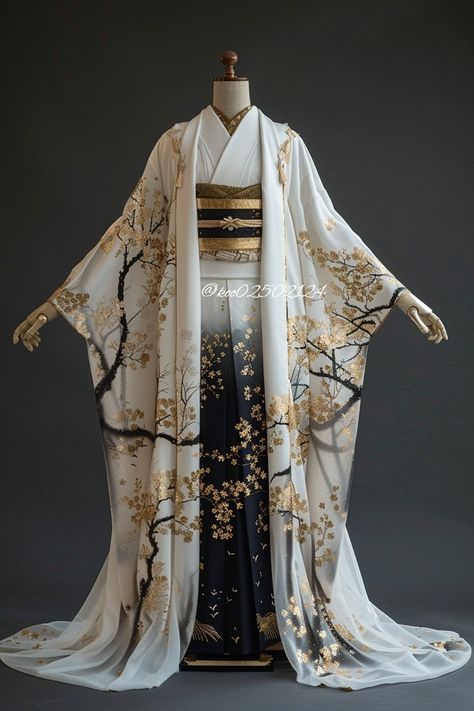 Long Kimono Outfit, Samurai Dress, Traditional Asian Clothing, Chinese Fancy Dress, Vestidos Anime, Japanese Traditional Clothing, Kimono Outfit, Kimono Design, Fashion Design Patterns