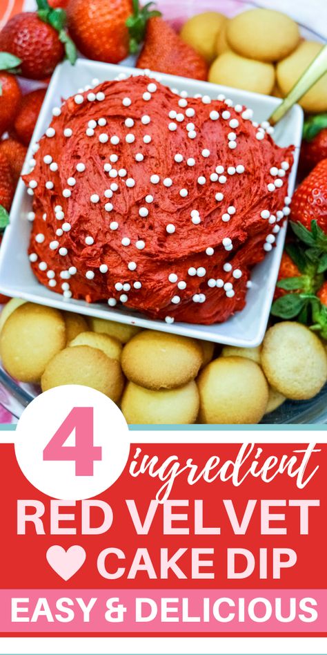 Red Velvet Cheesecake Dip, Color Party Red Snacks, Red Colored Food, Valentines Dips, Red Party Snacks, Red Party Food Ideas, Valentine Finger Foods, Red Foods For Color Party, Red Snacks For Color Party