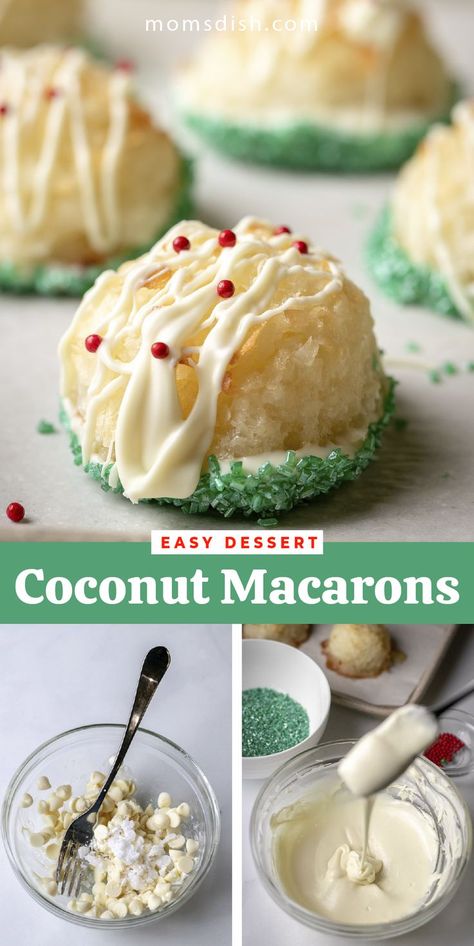 Christmas Coconut Macaroons, Macaroons Recipe Coconut, Coconut Christmas Treats, Coconut Macaroons Recipe Gluten Free, Coconut Christmas Cookies, Rice Krispie Peanut Butter Balls Recipe, Coconut Macarons, Macaroon Recipe, Xmas Cookies Recipes