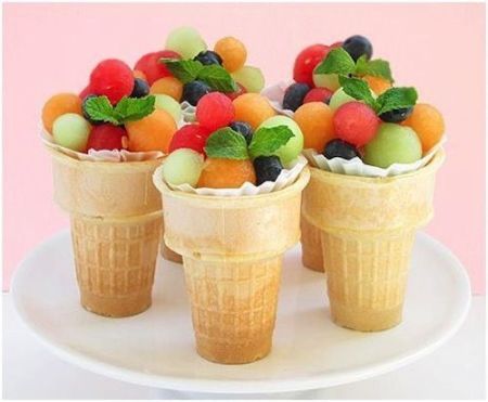 First Boy Birthday Fruit Treats Fun Healthy Snacks, Fruit Cones, Resep Salad, Fresh Fruit Recipes, Snacks For Kids, Dessert Aux Fruits, Ice Cream Cones, Fun Kids Food, Best Fruits