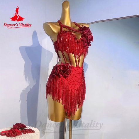 Latin Dance Dresses For Competition, Rhinestone Fringe Dress, Fringe Latin Dress, Dance Fits, Latin Dresses, Rhinestone Fringe, Competition Dress, Latin Dress, Fringe Dress