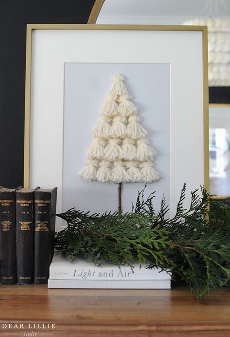 Our Bedroom with Christmas Touches - Dear Lillie Studio Christmas Tree Pom Pom, Tassel Christmas Tree, Pom Pom Christmas Tree, Tassel Christmas, Pom Pom Christmas, Pom Pom Tree, Dear Lillie, Christmas Artwork, Christmas Tree Art