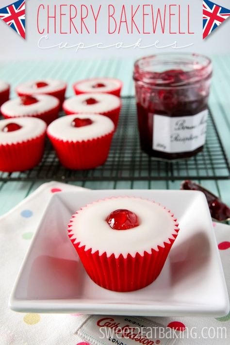 Cherry Bakewell Cupcakes Bakewell Cupcakes, Cherry Bakewell Cupcakes, Cherry Bakewell Tart, Glace Icing, Cherry Bakewell, Bakewell Tart, Almond Extract, Läcker Mat, Ground Almonds