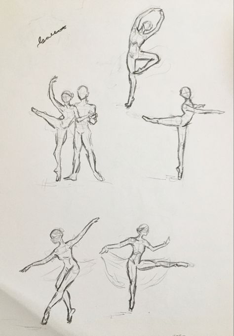 Ballet Drawing Reference Poses, Ballerina Puppet Drawing, Ballet Dancers Drawing Sketches, Ballet Sketch Poses, Ballet Art Reference, Ballet Pose Reference Drawing, Ballet Aesthetic Drawing, Balerina Drawing Poses, Dance Doodles Simple