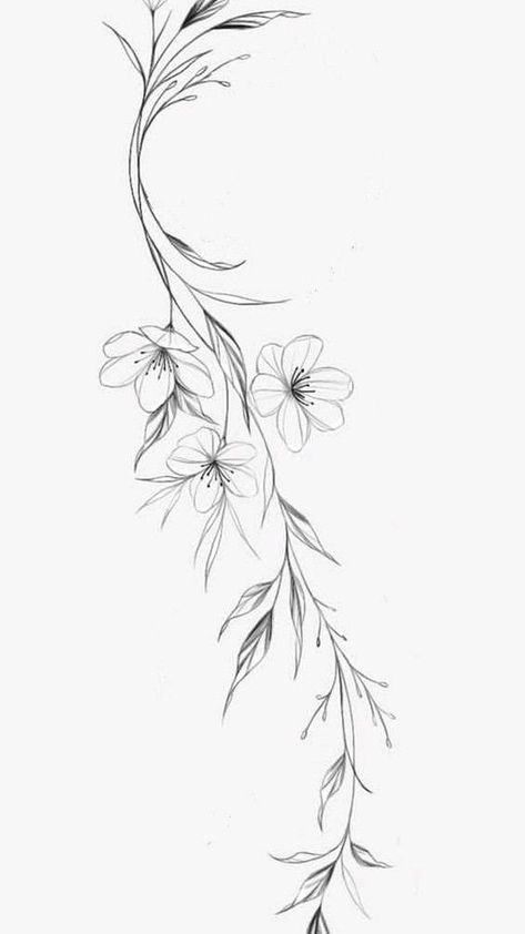 Moon And Flowers Tattoo Design, Flower Vine Tattoos, Black Line Tattoo, Simple Tattoos For Guys, Ornamental Tattoo, Vine Tattoos, Wrist Tattoos For Women, Floral Tattoo Design, Botanical Tattoo