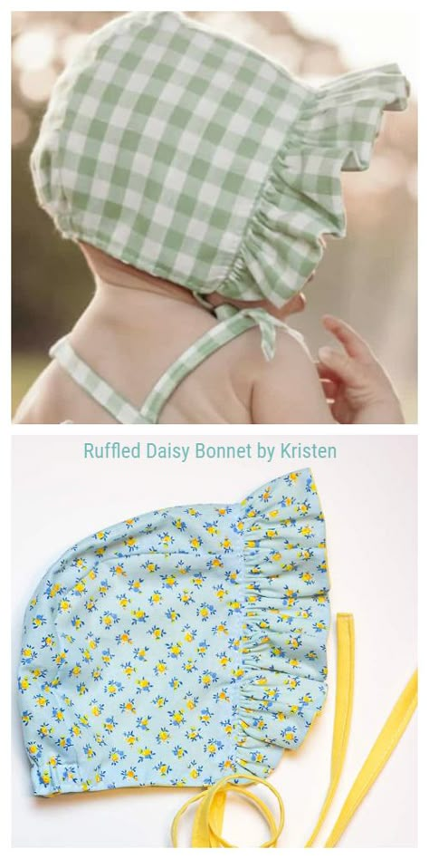 5 DIY Ruffled Baby Bonnet Free Sewing Patterns | Fabric Art DIY Free Bonnet Pattern, Baby Bonnet Pattern Free, Baby Hat Sewing Pattern, Baby Sun Bonnet, Fabric Art Diy, Homestead Lifestyle, Baby Girl Bonnet, Baby Bonnet Pattern, Pola Topi