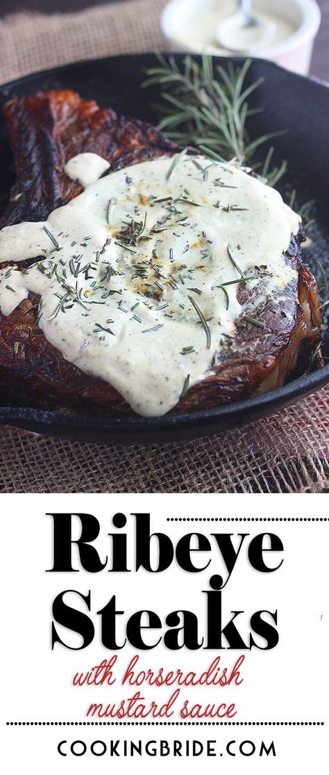 Ribeye Recipe, Rib Eye Steaks, Horseradish Mustard, Steak Sauce Recipes, Rib Eye Recipes, Creamy Horseradish, Creamy Horseradish Sauce, Rib Sauce, Steak And Shrimp