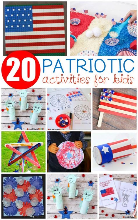 These fun printables, crafts, and patriotic activities for kids are perfect for Memorial Day, the 4th of July, President's Day, and Veteran's Day! Memorial Day Activities, Patriotic Activities, Fourth Of July Crafts For Kids, Veterans Day Activities, July Activities, Patriotic Food, 4th Of July Crafts, Patriotic Crafts, Flag Day