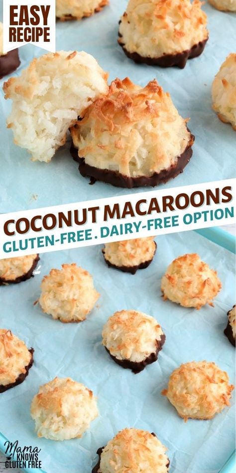 An easy recipe for gluten-free coconut macaroons. These gluten-free coconut cookies are soft and chewy on the inside, and crisp and golden on the outside.