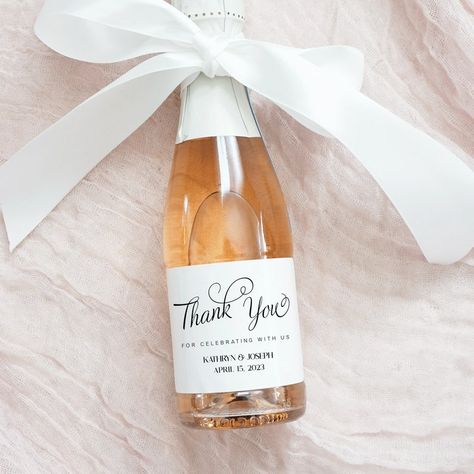 Personalized Thank You Wedding, Birthday, Anniversary Mini Champagne, Full Size Champagne Favor Labels - Etsy Wedding Favors Champagne Mini Bottles, Mini Champagne Bottle Favors, Champagne Party Favors, Mini Wine Bottle Favors Wedding, Wine Party Favors, Wine Bootle, Small Champagne Bottles, Mini Wine Bottle Favors, Mini Prosecco Bottles