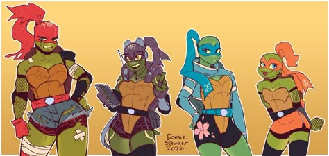 Rottmnt Genderswap, Tmnt Female Version, Rottmnt Genderbend, Tmnt Genderbend, Female Tmnt, Female Ninja Turtle, Rottmnt Donnie, Tmnt Girls, Teenage Mutant Ninja Turtles Movie