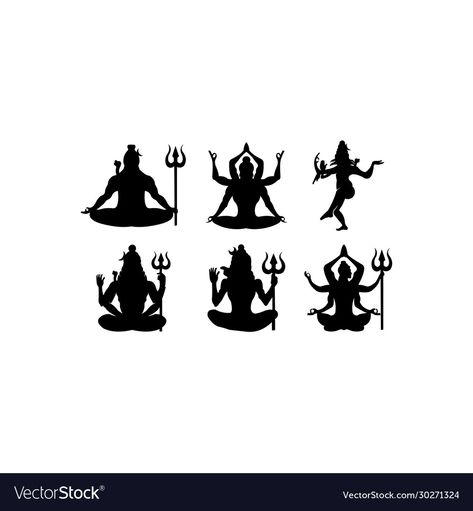 Shiva Art Tattoo, Shiva Silhouette, Vishnu Tattoo, Shiva Sticker, Shiva Tattoo Ideas, Mahadev Tattoos, Bholenath Tattoo, Om Trishul Tattoo, Mandala Buddha