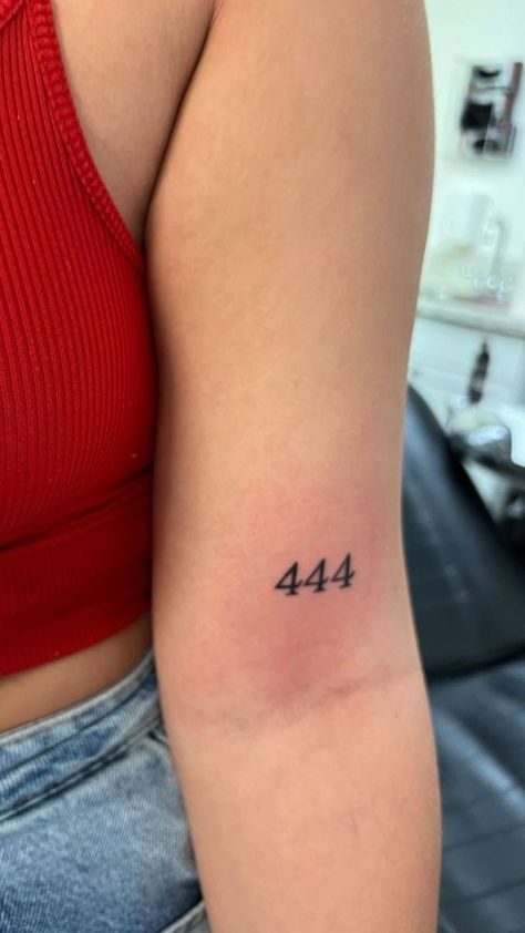 Decode the universe: 444 tattoo meaning. Explore the mystical significance behind this triple numeric ink, connecting with cosmic energies. 444 Tattoo Meaning, 444 Tattoos, 444 Meaning, 444 Tattoo, Horse Tattoo, Discreet Tattoos, Tattoo Meaning, Dream Tattoos, Fantasy Aesthetic