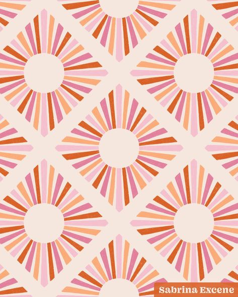 Trying to bring a little warmth into the gloom over here with some Summery recolors of my Diamond Sun Rays pattern ☀️ Once again went overboard with the color options and can’t decide 🙃 . . . #sunpattern #sunrays #sunillustration #surfacepatterndesigner #capturingcolour #patternlove #licensingartist #artlicensing #printandpattern #sunshine🌞 #colorfulpattern #summerpattern Sun Pattern Illustration, Sun Ray Illustration, Sun Printing On Fabric, Sunshine Wallpaper, Sun Pattern, Fabric Home Decor, Sun Illustration, Printed Backgrounds, Jumping Beans