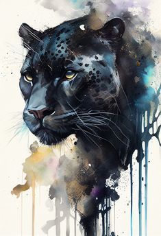 Panther Art, Black Panther Art, Animal Portraits Art, Big Cats Art, Watercolor Art Lessons, Alcohol Ink Art, Animals Artwork, Arte Animal, Watercolor Animals