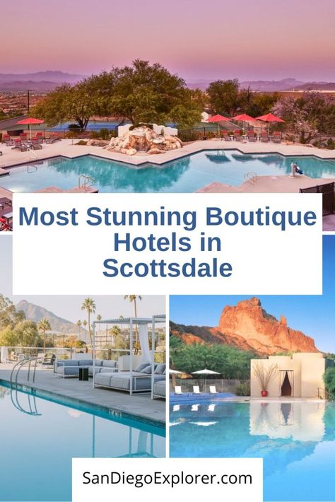 Planning a trip to Scottsdale and looking for a place to stay? Here is a list of the most stunning boutique hotels Scottsdale has to offer. Where To Stay In Scottsdale Az, Scottsdale Hotels, Travel Thoughts, Arizona Vacation, Old Town Scottsdale, Wellness Resort, Most Luxurious Hotels, Arizona Travel, Small Hotel