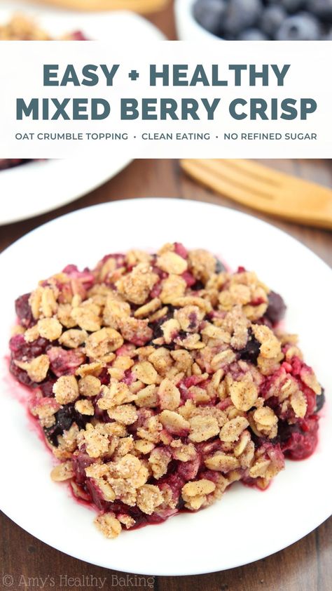 Fruit Crisps And Cobblers Healthy, Mixed Berry Cobbler Healthy, Berry Crumble With Frozen Berries, Low Calorie Berry Crumble, Triple Berry Crisp With Frozen Berries, Frozen Fruit Dessert Healthy, Mixed Berry Crisp Recipe Frozen Fruit, Mixed Berry Recipes Healthy, Frozen Berry Recipes Healthy