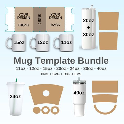 Mug Press Template, 15 Oz Mug Template Free, Mug Templates For Sublimation, 11 Oz Mug Template For Sublimation, Sublimation Coffee Mug Wraps, Cricut Stencils, Mug Press, Mug Template, Tassen Design