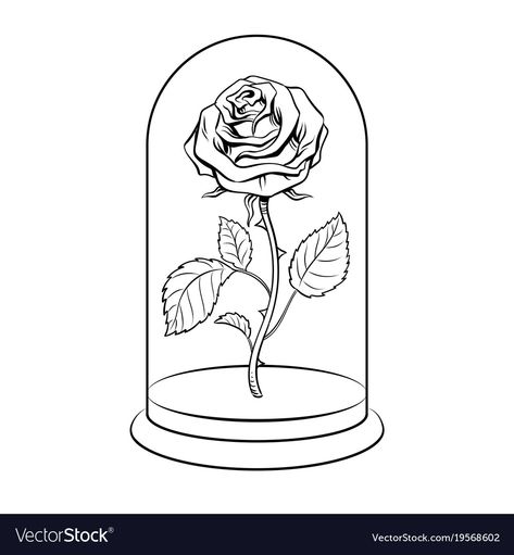 Rose In Glass Tattoo, Rose In A Glass Dome Tattoo, Rose In A Glass Dome Drawing, Rose In Glass Drawing, Dome Drawing, Rose In A Glass Dome, Shell Coloring, Cute Iphone Wallpaper Tumblr, Rose In A Glass