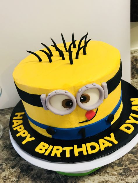 One In A Minion First Birthday Cake, Minion 1st Birthday Cake, Minion Buttercream Cake, Minons Birthday Cake, Minion Birthday Cake Buttercream, Minion Cakes Birthday Boys, One In A Minion First Birthday, Minion Birthday Party Cake, Minons Cake