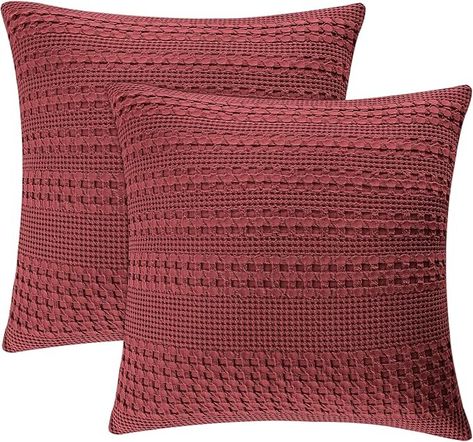 Amazon.com: PHF 100% Cotton Waffle Weave Euro Sham Covers, 2 Pack 26" x 26" Pillow Covers for Elegant Home Decorative, No Insert, Aesthetic Decorative Euro Throw Pillow Covers for Bed Couch Sofa, Oatmeal : Home & Kitchen Bed Couch, Euro Sham, Elegant Home, Euro Shams, Couch Sofa, Waffle Weave, Elegant Homes, Couch Bed, Wine Red