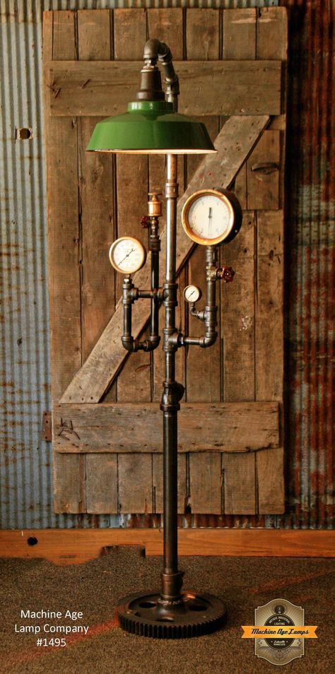 Steampunk Lamp Diy, Steampunk Floor Lamp, Backyard Lighting Diy, Pipe Floor Lamp, Steampunk Light, Steampunk Desk, Patio Lamp, Steampunk Table, Steampunk Table Lamp