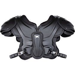 Football Gear always cheaper than the competition These shoulder pads $60.00😁, anywhere else $200.00😲 Football Shoulder Pads, Football Gear, Shoulder Pads, Nfl, Leather Jacket, Football, Ring, Leather, Blue