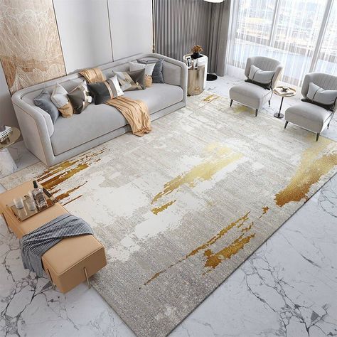 Grey Sofa Rug Ideas Modern, Carpet For Grey Sofa, Large Rugs Living Room, Dark Wood Floors Living Room, Greige Living Room, Table Cushion, Nordic Carpet, Silver Sofa, Italian Living Room