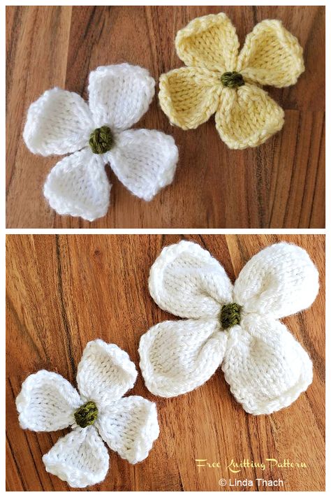 Knitted Flowers Free Pattern Easy, Free Knitted Flower Patterns, Knitted Flowers Free, Knitted Poppies, Knitted Flower Pattern, Knit Flowers, Kids Knitting, Kids Knitting Patterns, Knitting Patterns Free Sweater